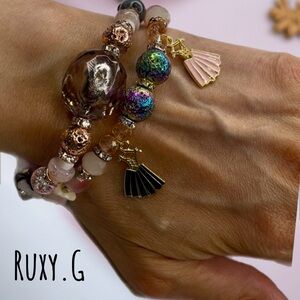 Multicolor Beaded Bracelets with ballerina 🩰 charms